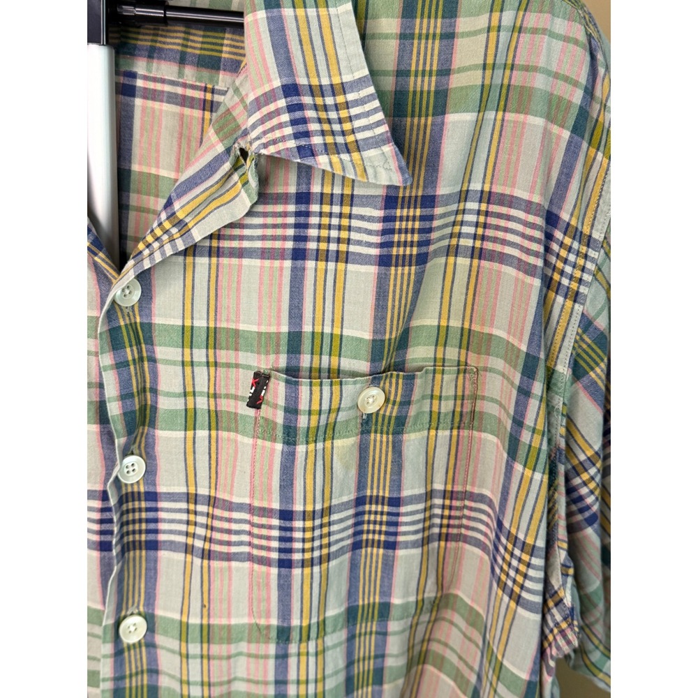 RLX Polo Sport‎ Mens XL Plaid Button Down Shirt Short Sleeve Cotton Multi-Color - Picture 2 of 7